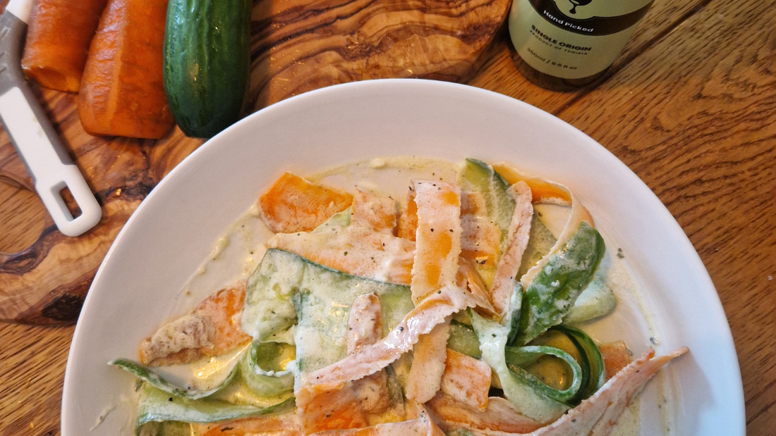 Refreshing Cucumber & Carrot Salad with Olive Oil Greek Yogurt Dressing